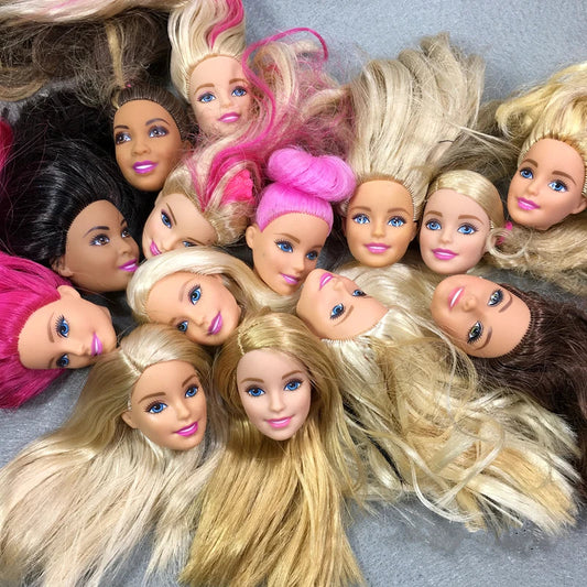 Original 2Pc/5Pc/10Pcs/set multi-style princess doll head Blue Hair Purple Hair Doll Accessories Girl DIY Dressing Toy Doll Head