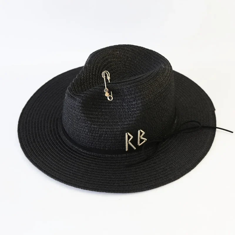 Big Size  Summer Sun Hats Ladies Fashion Girl Beach Straw  Hat Luxury Grass Jazz Top Panama Hat Womens 60cm Large Head