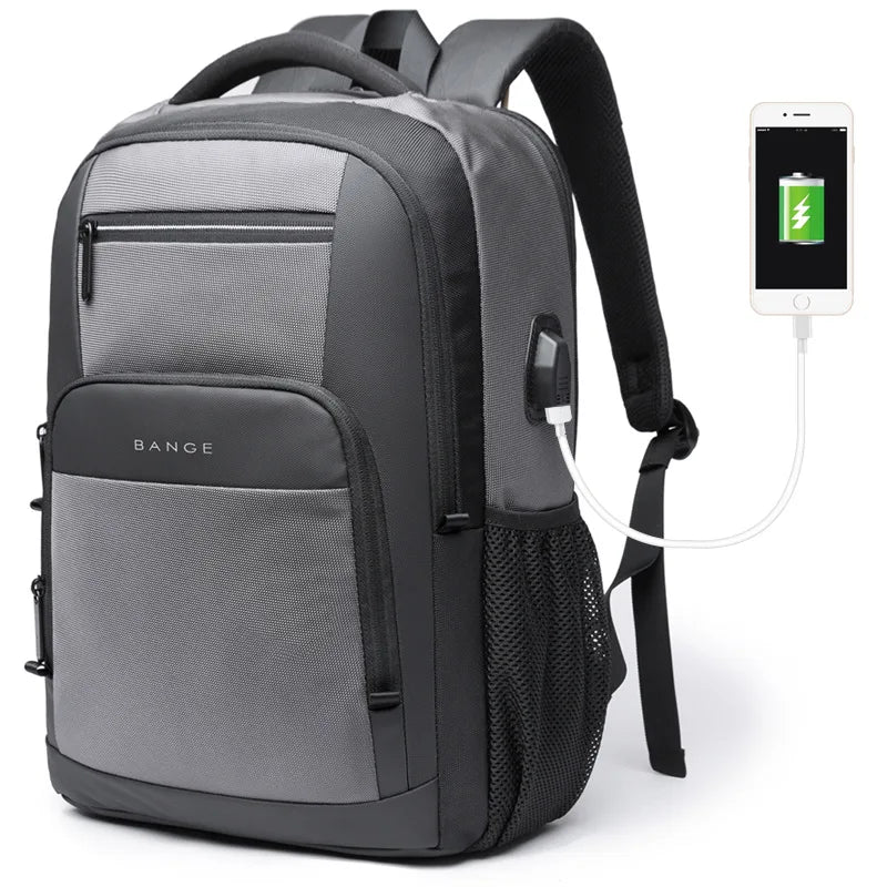 BANGE Sling Travel Laptop Backpack Fits 15.6 Inch Laptop for Men and Women Waterproof with Side Mesh Pocket USB Charging Port