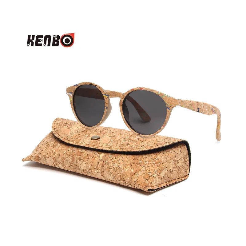 Kenbo High Quality Round Wood Bamboo Grain Polarized Sunglasses With Case Fashion Women Man Shades Wooden Sunglasses