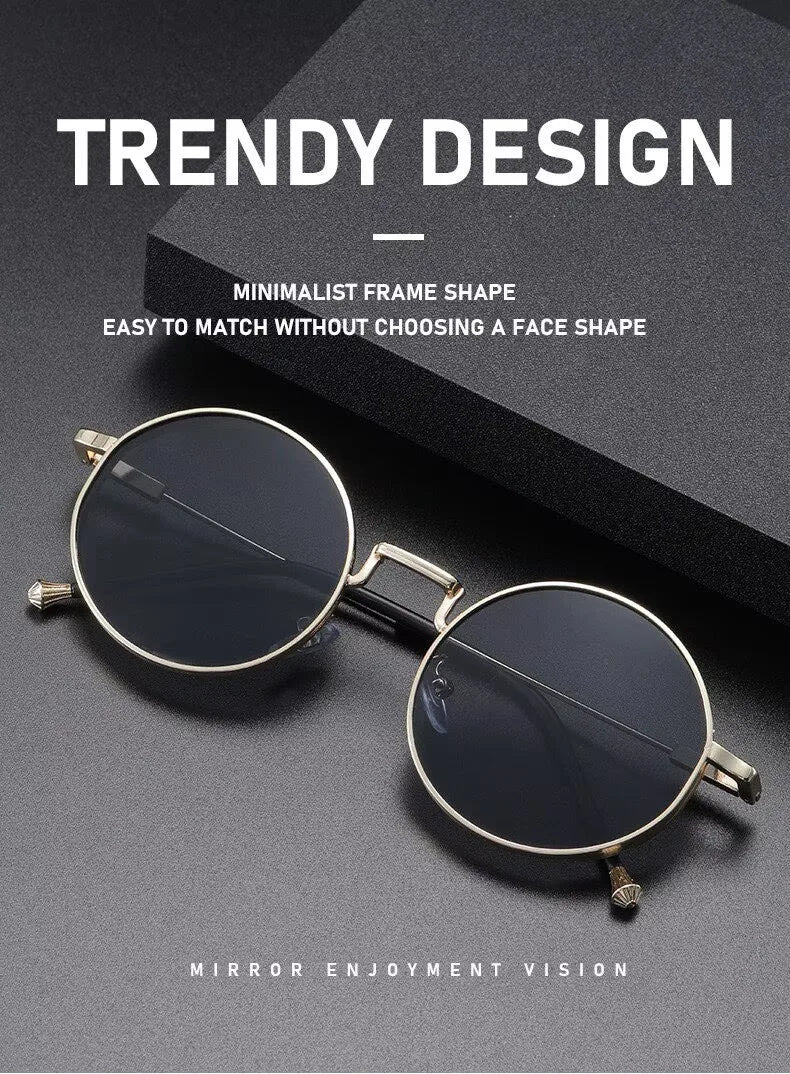Personality Metal Round Myopia Sunglasses Driving Riding Outdoor UV400 Resistant Party Gatherings Eyeglasses 0 TO -4.0