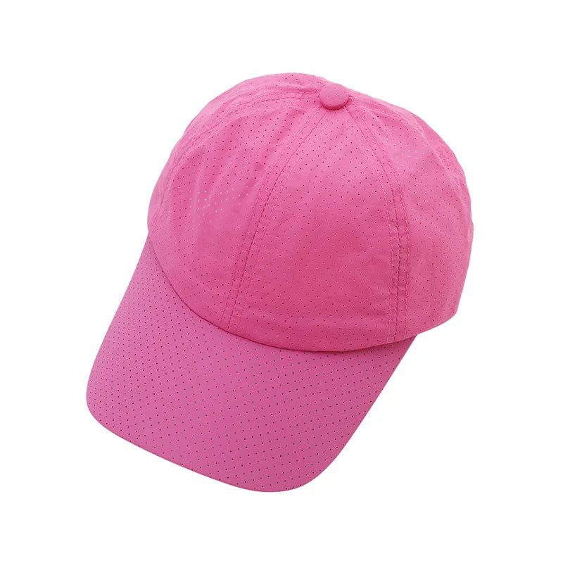 Summer Outdoor Black Sports Dry Fit Baseball Caps Breathable Mesh Hiking Hunting Cap Solid Color Adjustable Fitted Cap
