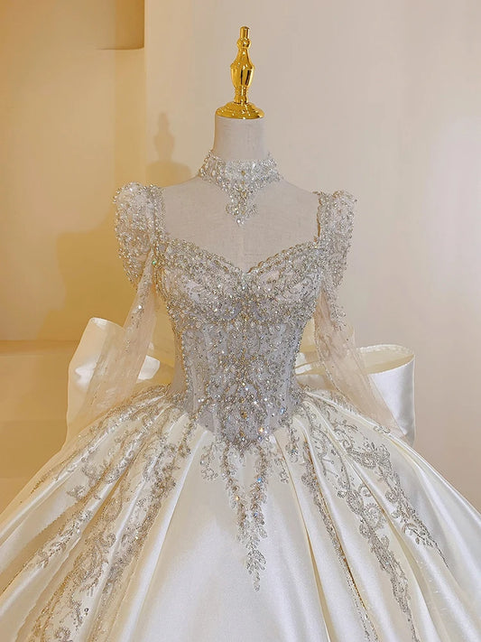 White Bridesmaid Dresses: Wedding Dress Plus Size Custom Lace Up Bridal Ball Gown