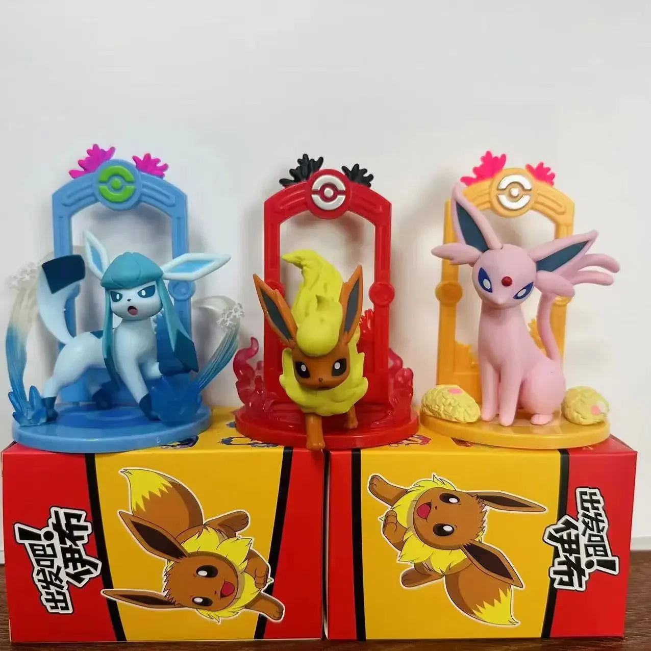 9pcs Pokemon Eevee Evolution Figure Set, Eevee Sylveon Espeon Glaceon Leafeon Anime Model Toys Collection for Kids Gift