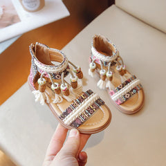 Girls Sandals Ethnic Retro Children Fashion Casual Shoes Tassels