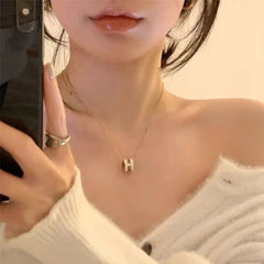 H Letter Necklace Female Simple Temperament All Clavicle Chain Internet Red