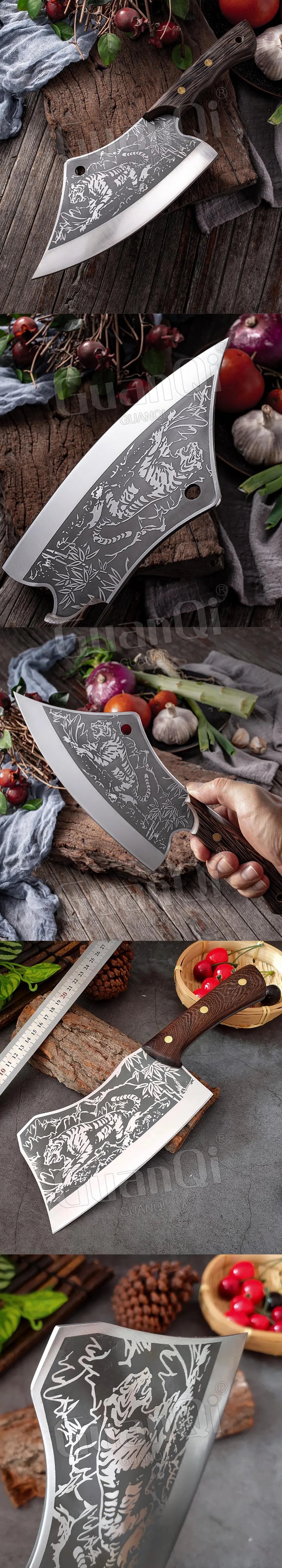 High Hardness Butcher Knife Stainless Steel Tiger Pattern Kitchen knife Bone Chopper