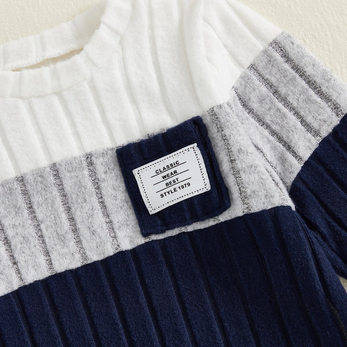 0-3 Years Boys Fall 2Pcs Clothes Sets Long Sleeve O Neck Patchwork Pullover Solid Color Pants