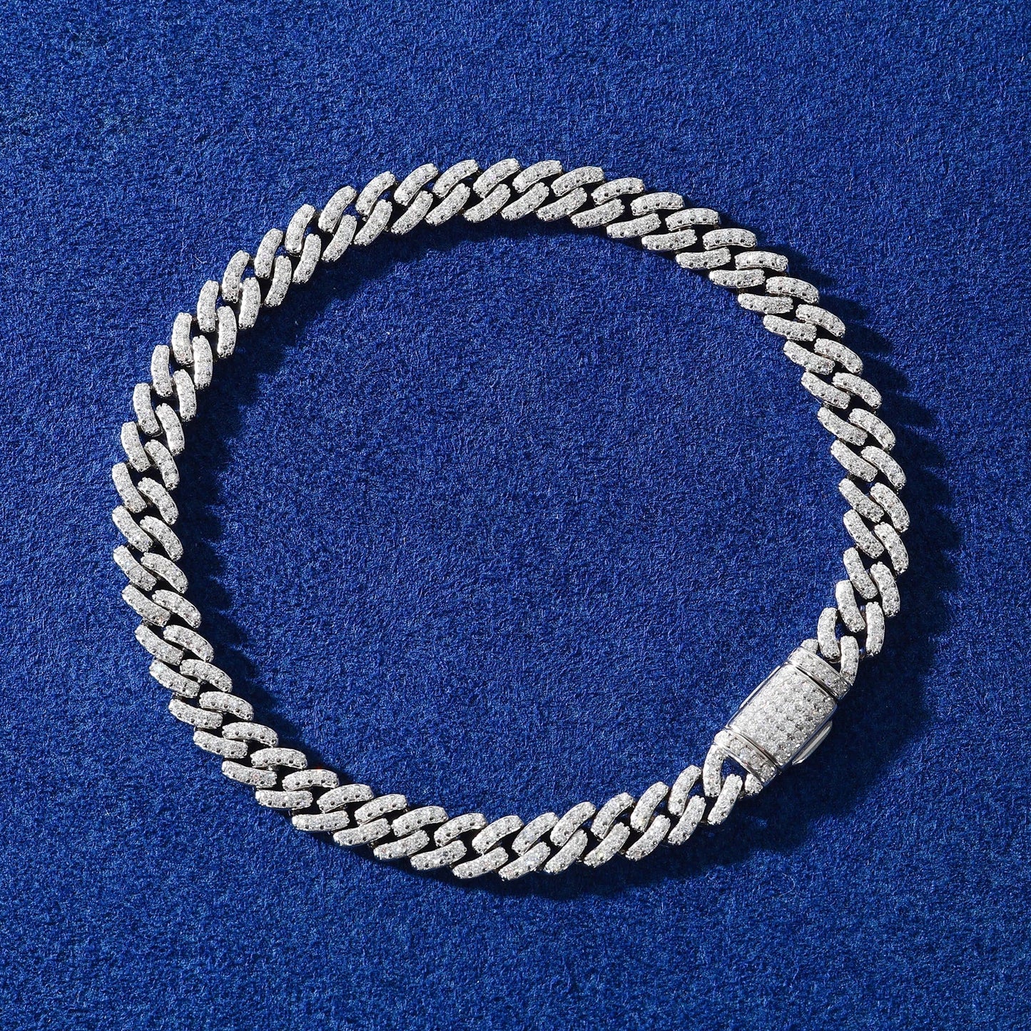 6mm Solid 925 Sterling Silver Miami Cuban Chain Bracelet For Women Men Iced Out Moissanite GRA Certified Hip Hop Jewelry Gifts