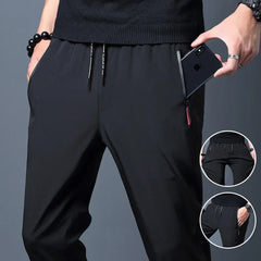 Men's Casual Pants Straight Slim Fit Elastic Waist Jogger Korean Classic