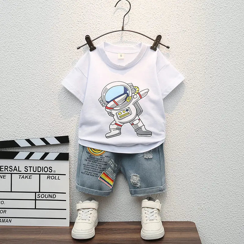 Summer Casual Children's Clothing Set Baby Boys Girls T-Shirt Short Pants 2pcs Suit Toddler Infant Coat for Kids 1-5 Years