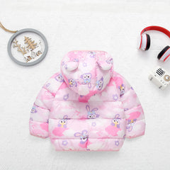 Cartoon Rabbit Cute Keep Warm Girls Jacket 1-5 Years Old Hooded Down Coat For Kids Toddler Children Outerwear