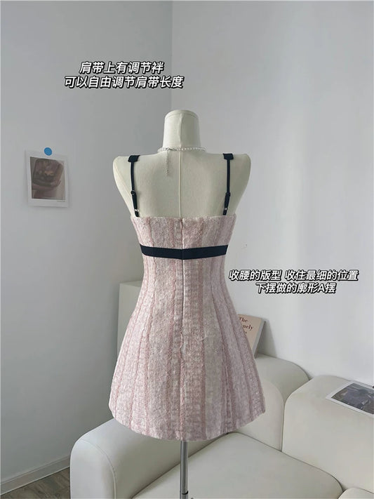Formal attire Dresses: Women Slim Suspender Contrast Color Tie Up Floral  Dress