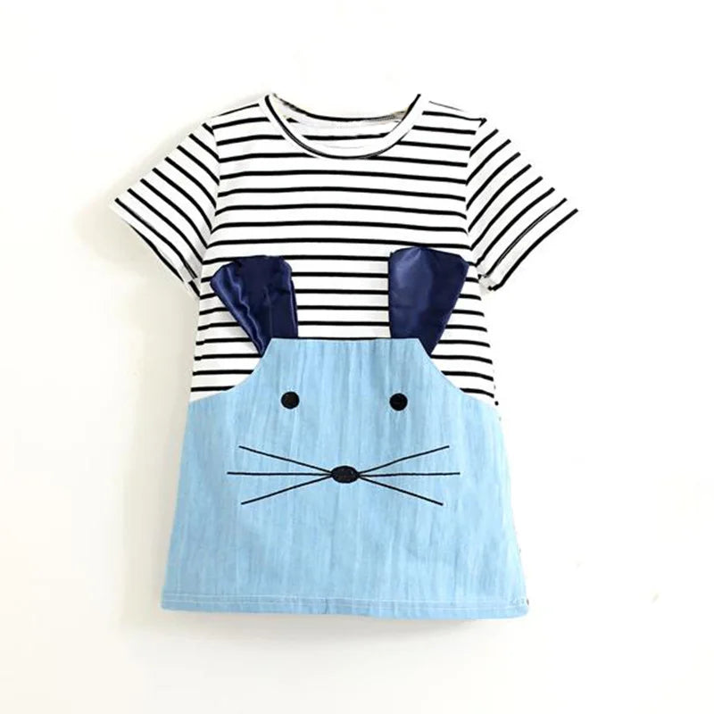 Cotton Dress for 2-8 Years Girls Long Sleeve Stripe Children