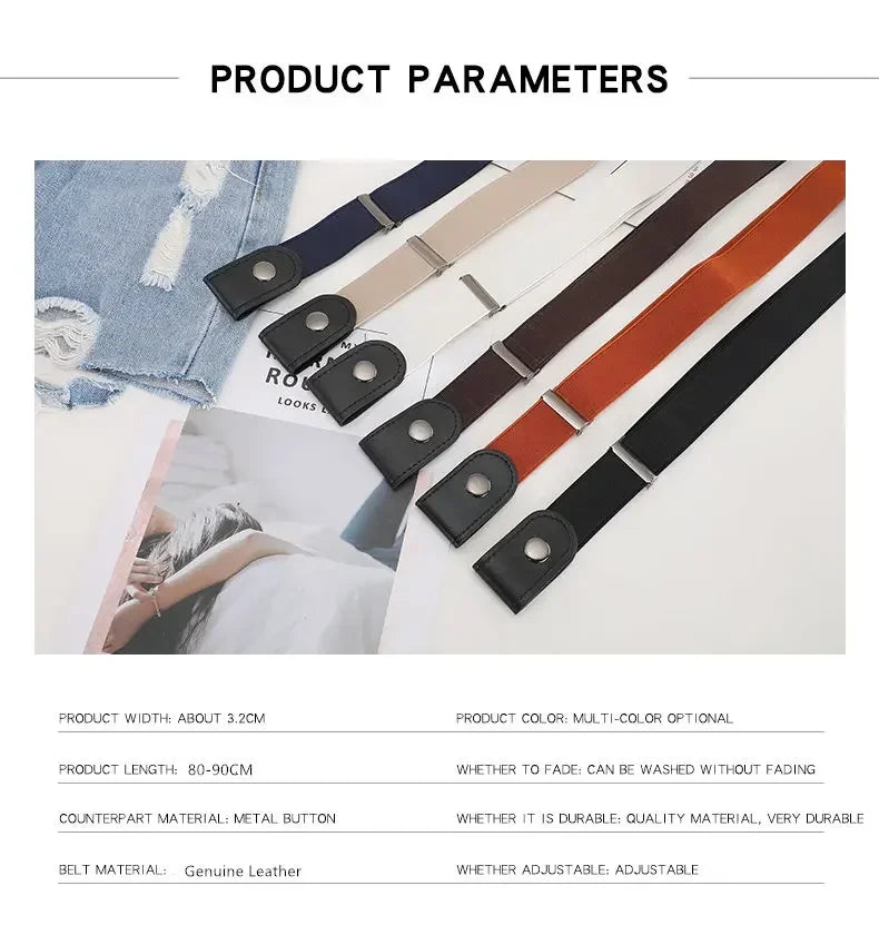 Buckle-Free Belt For Jean Pants,Dresses,No Buckle Stretch Elastic Waist Belt For Women/Men,No Bulge,No Hassle Waist Belt