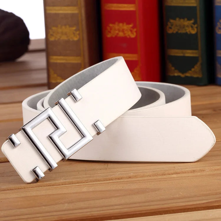 Men's and Women's Casual Fashion Belt  Korean Version Gold Buckle Belt Trendy I-shaped Buckle Belt