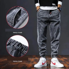 Spring Summer Black Blue Cargo Jeans Men Streetwear Denim Jogger Pants Men