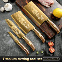 Commercial Gold Kitchen Knives Complete - Special vegetable, meat, and bone knives