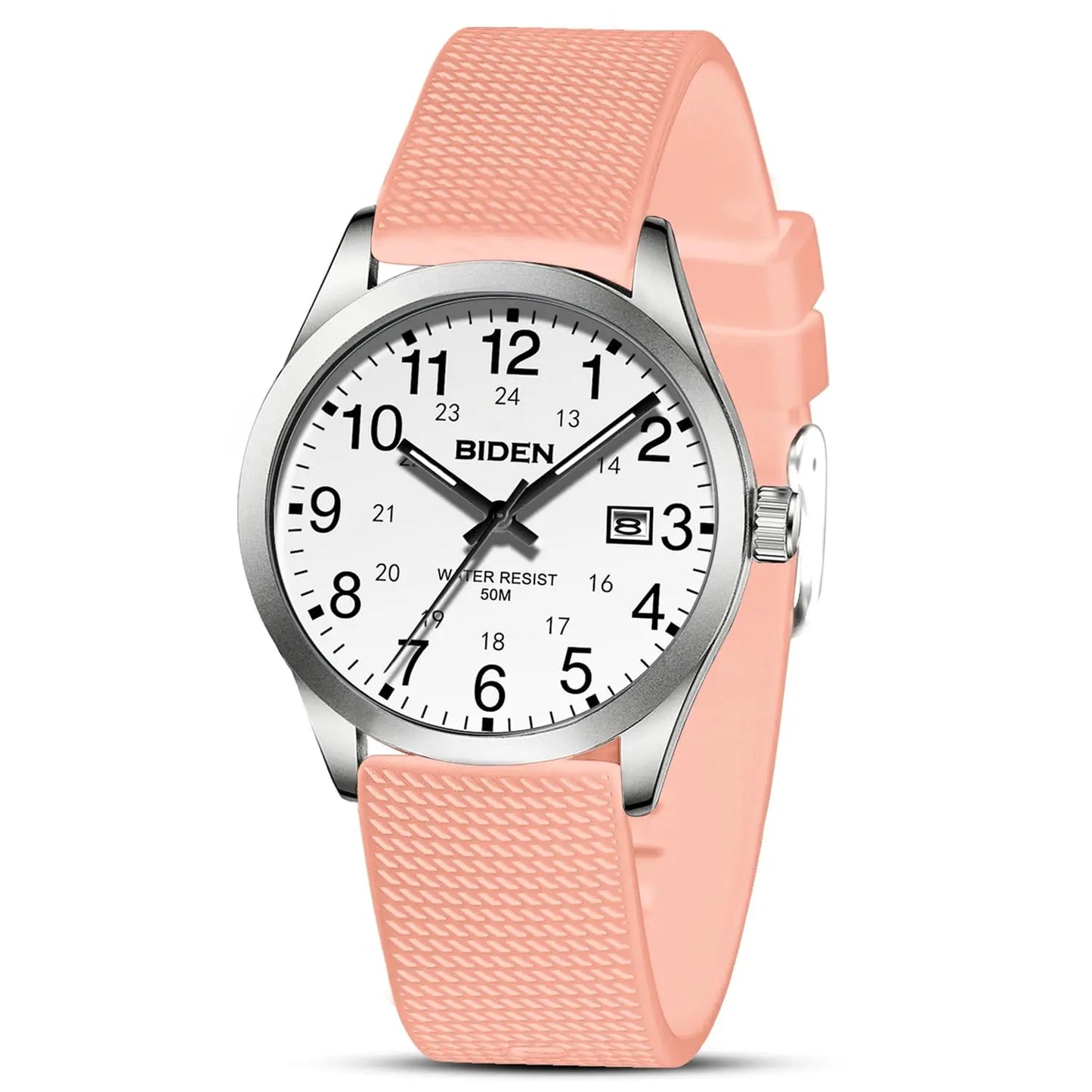 BIDEN Men's Watch Simulated Quartz Sports Men's and Women's Watch 30 Waterproof Second Hand Luminous Easy to Read Dial