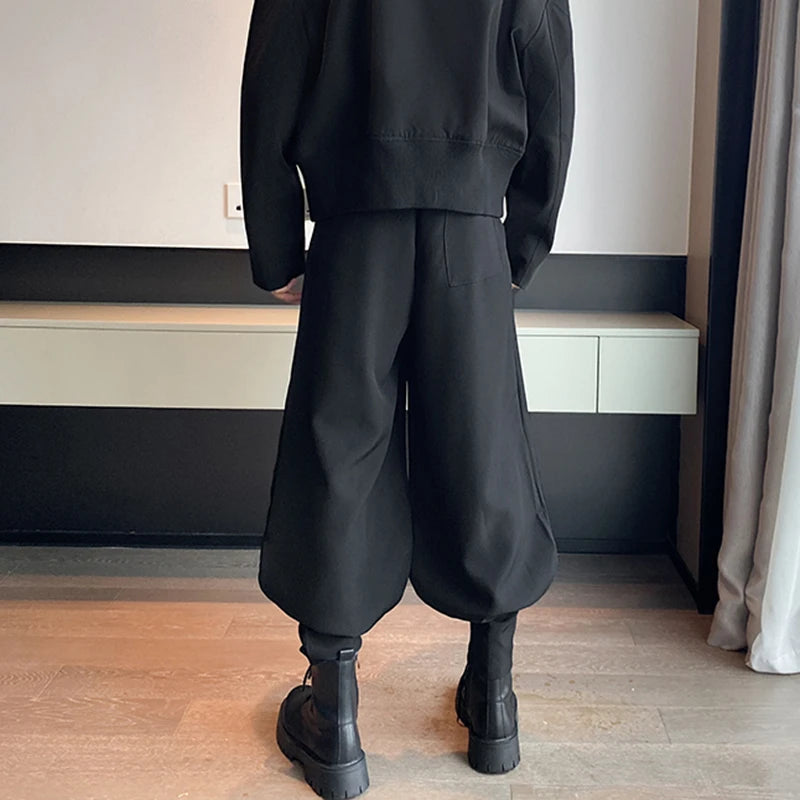 Fashion Metal Zippered Men's Suit Pants Loose Casual Solid Color Simple Male