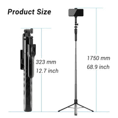 1.7M Wireless Selfie Tripod Foldable Stand For Action Cameras