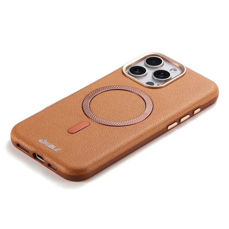 Solid Color Leather For Magsafe Magnetic Shockproof Phone Case For iPhone 17 Pro Max 15 13 14 16 Pro Max Bumper Cover
