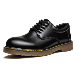 Maden Leather Platform Shoes for Men Black Outsdoor Italian Formal Boots