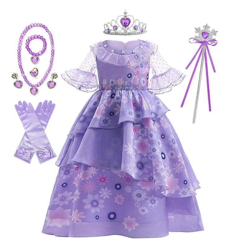 Princess Purple Fancy Ruffles Birthday Party Dress Up Gown For Girls Halloween