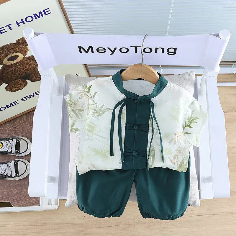 Summer Children Kids Girls Boys Clothes Infant Printe National Style Shirt Shorts 2pcs/Set Baby Toddler Costume 1 2 3 4 5 Ages
