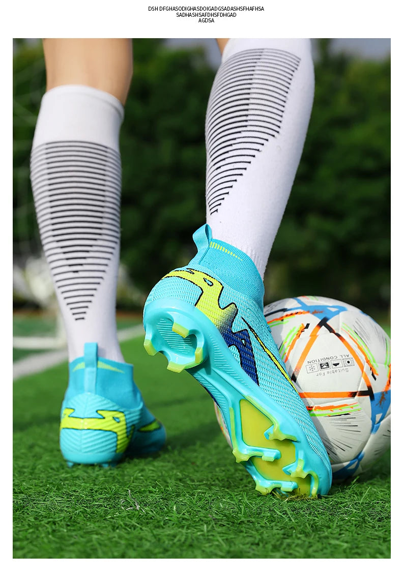 Professional Men High Ankle Football Boots Soccer Cleats TF/FG Training