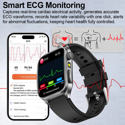 2025 New Blood Pressure 650nm Laser Therapy Diagnosis Smartwatches Men Women Clock Uric Acid Lipid  Heart rate Smart Watch IOS