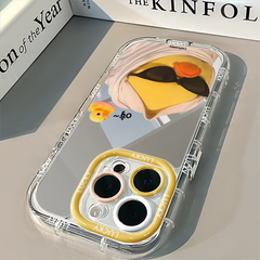 for IPHONE case 15 14 13 12 11 PRO MAX 7 8 PLUS X XR XS MAX Mirror angry duck soft edge anti-drop and shock-proof