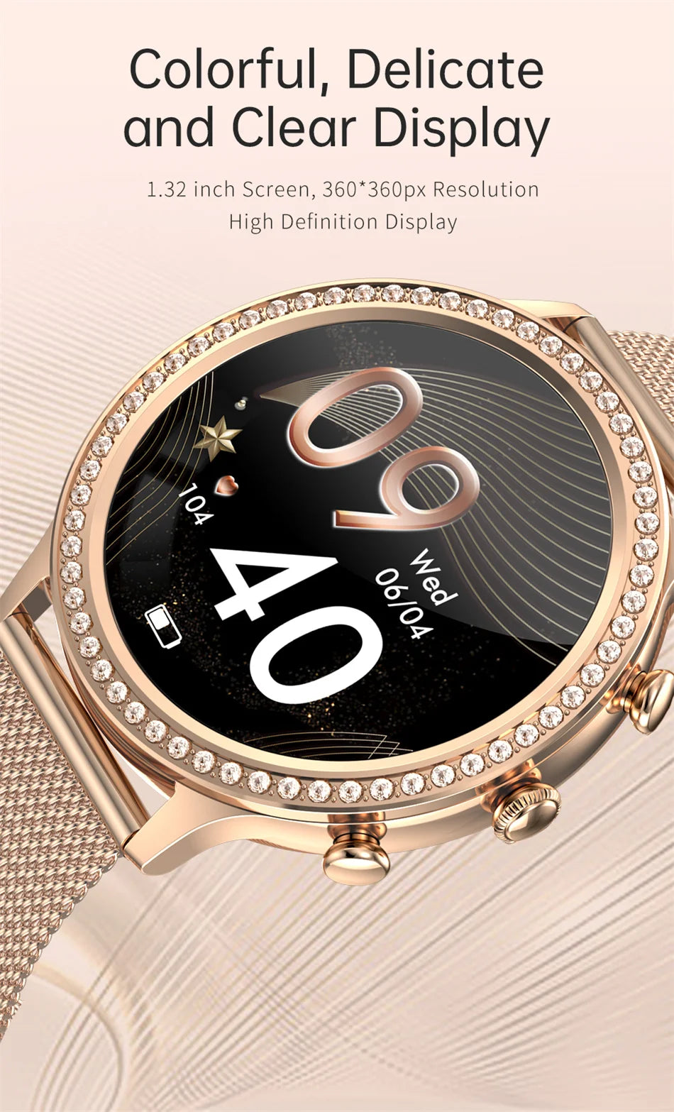 Women Smart Watch Double Strap Heart Rate Sleep Monitoring Wireless Call Voice Assistant Waterproof Smartwatch For Android IOS