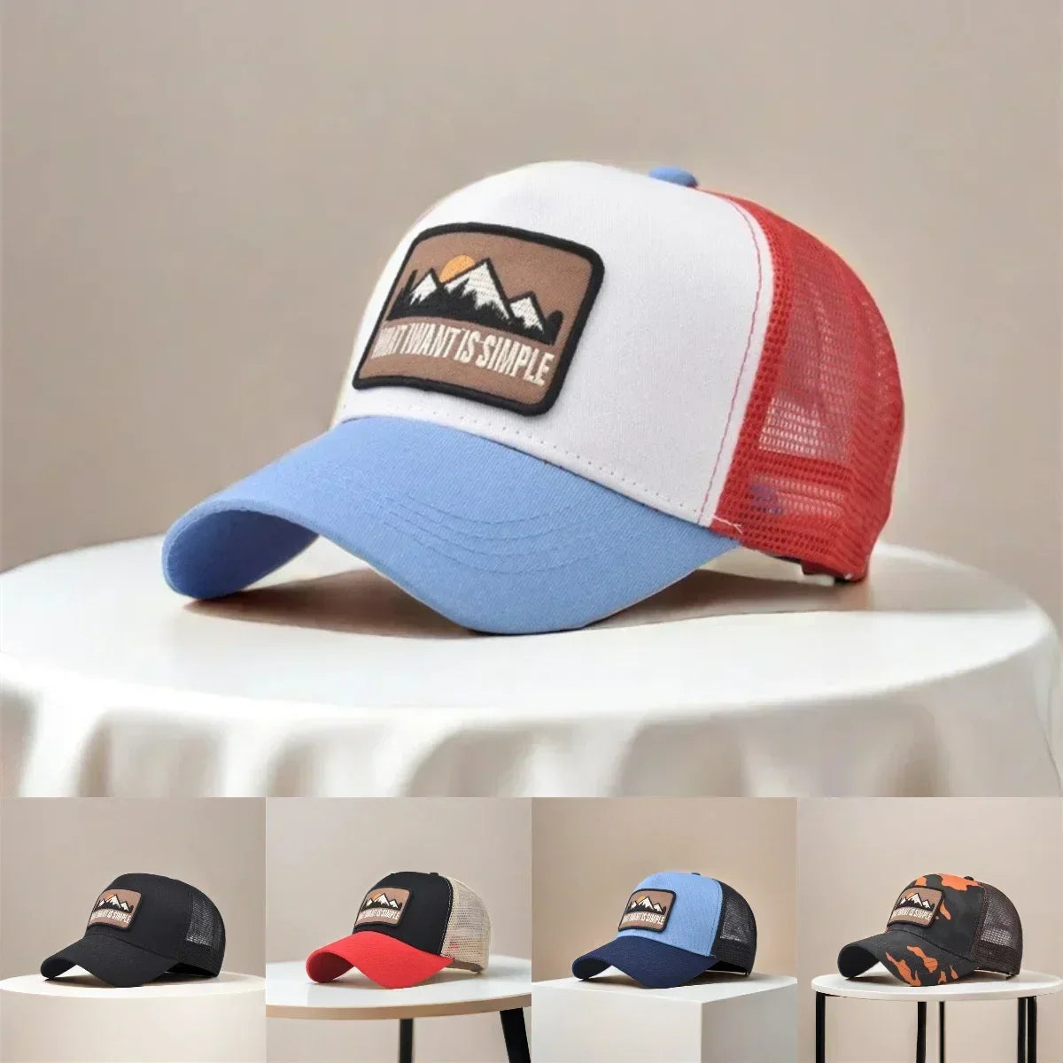 Letter Mesh Breathable Hat Women Men Embroidery Blocking Baseball Cap Sunshade Outdoor Sports Cycling Travel Sun Hat Dad Hat