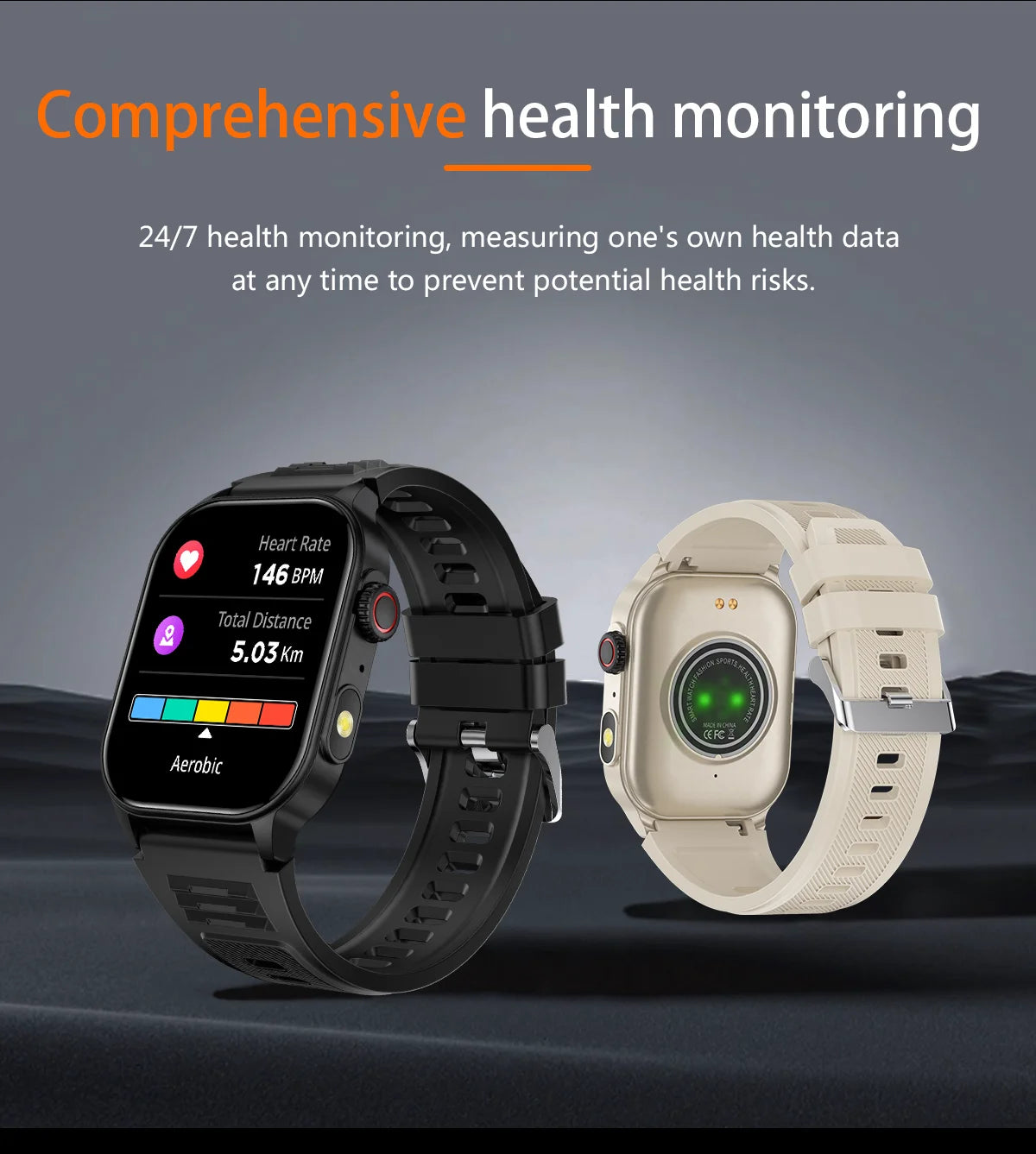 LIGE New Smart Watch LED Flashlight Military Sport Watches 2.01'' Screen Health Monitor Bluetooth Call Waterproof Smartwatch Men