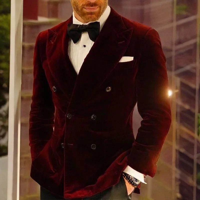 Tuxedo for Mens: Slim Fit Wedding Men Suit Jacket for Groom Party 1 Piece Velvet