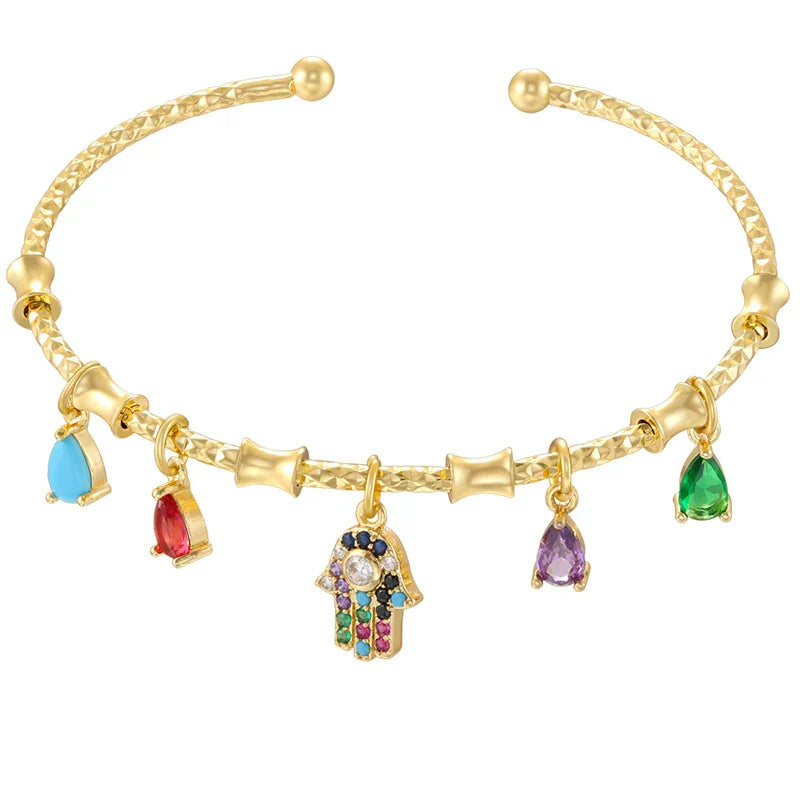 ZHUKOU candy charms bracelet for women Gold color romantic round charms bangles lady birthday gifts Man bracelet Jewelry VL338