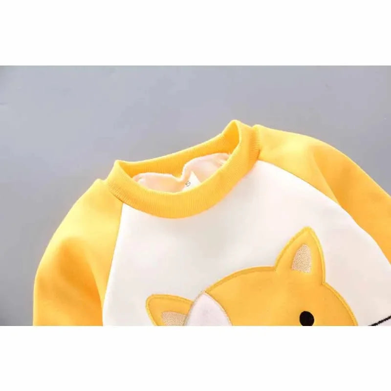 2024 Girls Padded Three Piece Children's Warm Cartoon Hooded Suit Autumn Winter Boys Fashion Casual Comfortable Sets 12M-5 Years