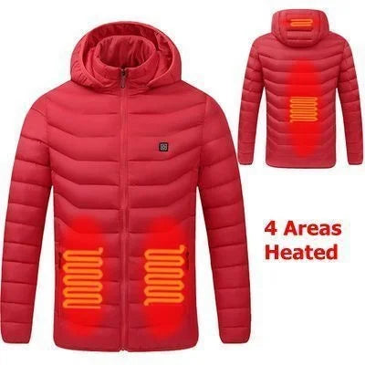 19 Areas USB Heated Jacket Men Winter Thermal Coat Electric Heating Jacket Hooded