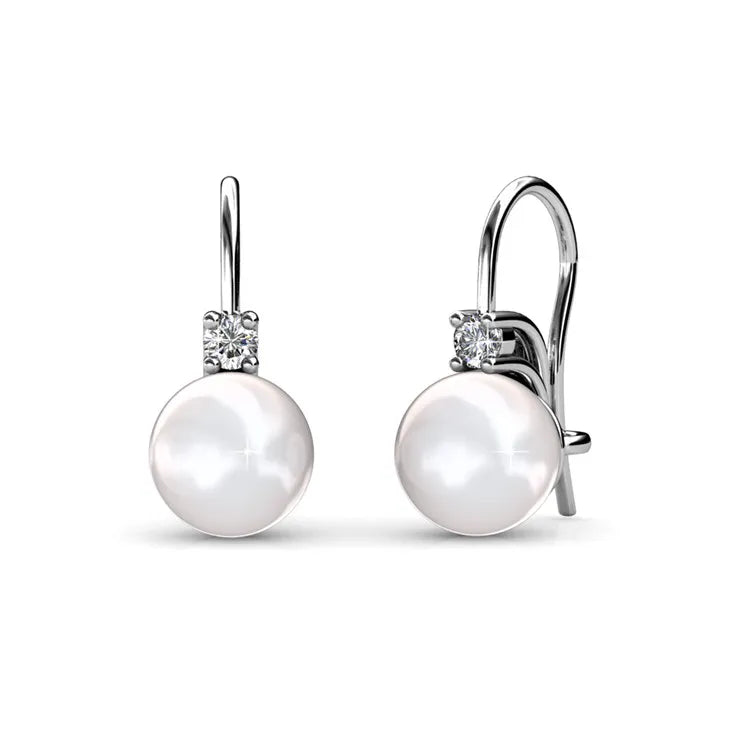 Pearl Dangle Earrings Embellished with Swarovski Crystals Exquisite Fashionable Drop Earrings Imitation Freshwater Pearl Jewelry