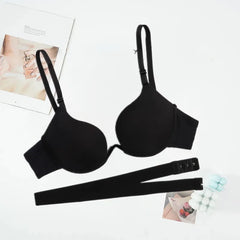 Women Low Cut Push Up Bra Backless Underwear Deep V Cross Back Bras