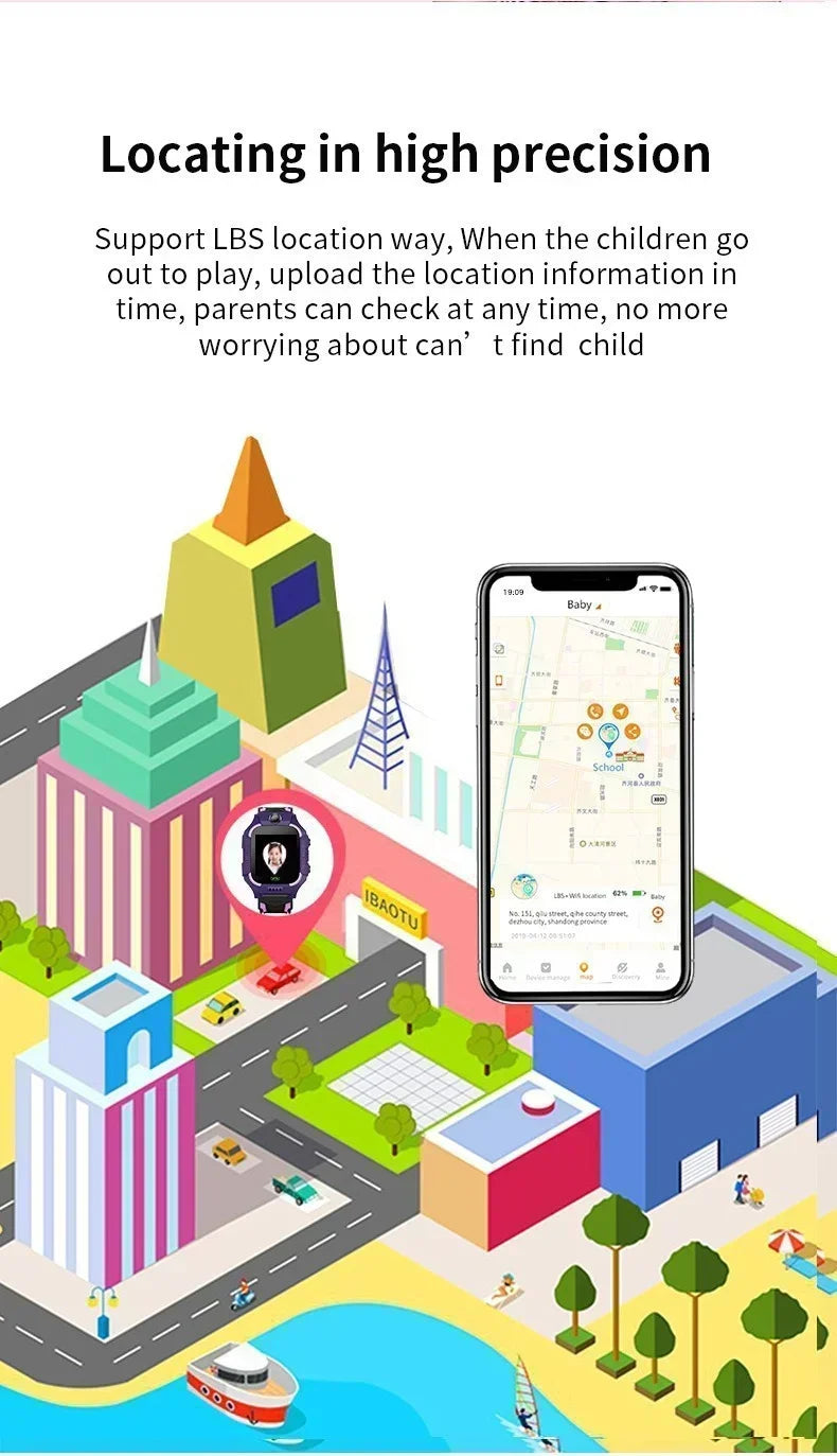 New Children Smartwatch with GPS LBS Locator 4G Phone Camera SOS Button Waterproof Kids Watch Android iOS Boys Girls Gift