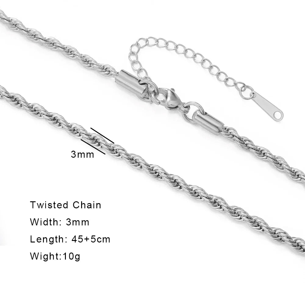 Skyrim Stainless Steel Gold Color Chain Necklace Women Minimalist Cuban Paperclip Twisted Snake Chain Fashion Jewelry Wholesale