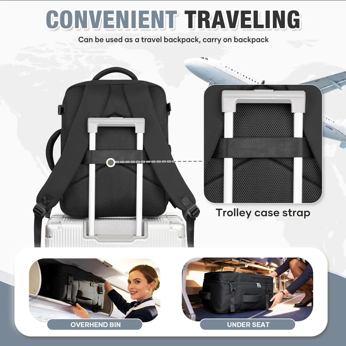 Ryanair 40x30x20 Luggage Cabin Bag, 40x30x20 Bag Men Women 15.6inch Laptop Bag Business  Travel Backpack，College School Backapck