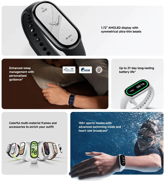 Xiaomi Mi Smart Band 10 Global Version 1.72" AMOLED Health Monitoring 21 Day Battery 5ATM Waterproof Smartwatch Sports Bracelet