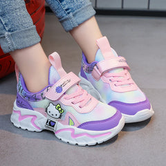 Kids Casual Pink Girls Leather Shoes Fashion Lightweight Running Young Student's Children Sports Girls Black Shoes