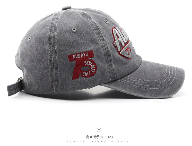 Women Men Baseball Cap Fashion Letter Embroidery Snapback Hat Vintage Washed