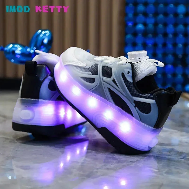 Autumn Childrens Kids Boys Girls USB Charging Glowing Casual Sneakers