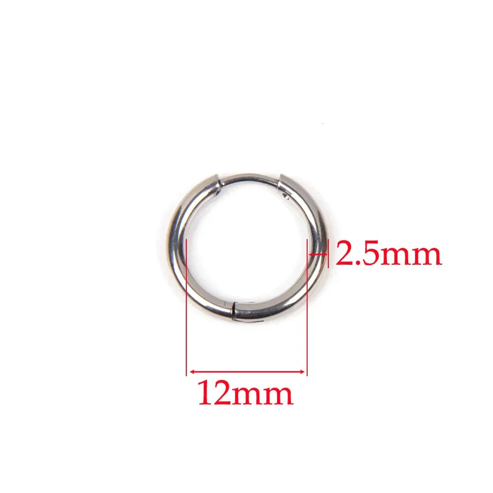 10pcs 316L Stainless Steel Hoop Earrings Women Men Punk Hiphop Circular Ear Buckle Ring Jewelry Gold Color Accessories Wholesale