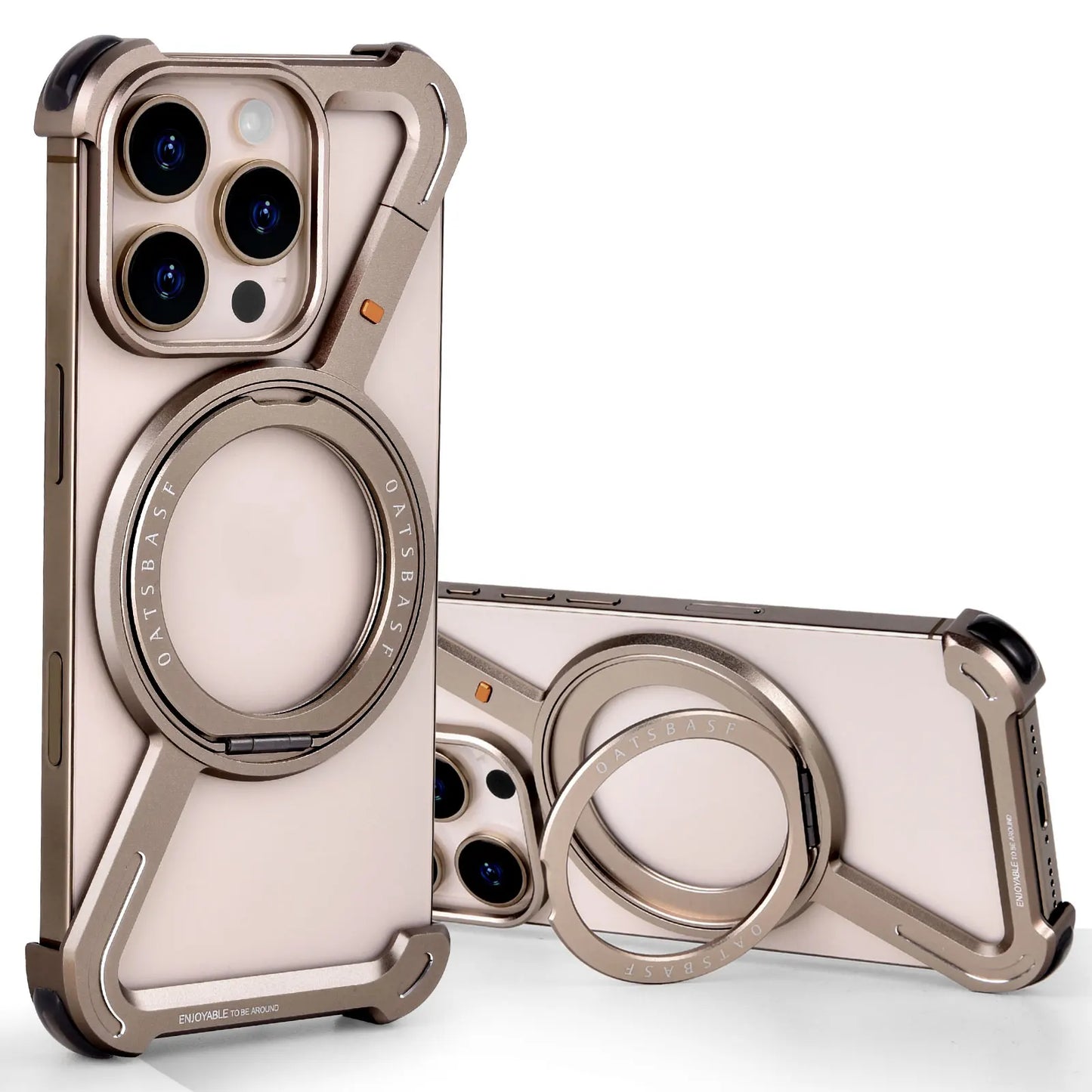 Magnetic Z Shape Metal Phone Case For iPhone 17 Air 15 16 Pro Max Shockproof Bumper With 360° Rotation Holder Protective Cover